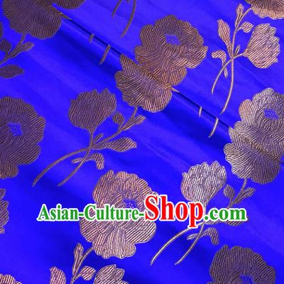 Asian Chinese Traditional Palace Peony Pattern Blue Brocade Fabric Silk Fabric Chinese Fabric Material