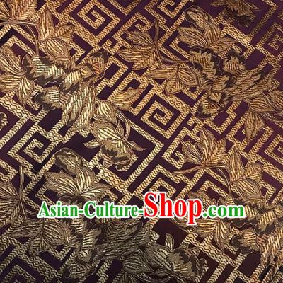 Asian Chinese Traditional Pattern Purple Brocade Fabric Silk Fabric Chinese Fabric Material
