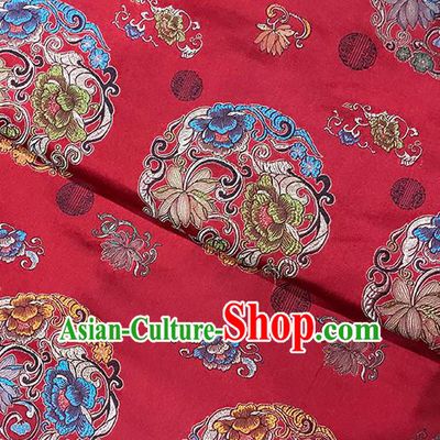 Red Brocade Asian Chinese Traditional Peony Pattern Fabric Silk Fabric Chinese Fabric Material