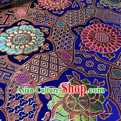 Asian Royalblue Brocade Chinese Traditional Pattern Fabric Silk Fabric Chinese Fabric Material