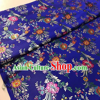 Asian Royalblue Brocade Chinese Traditional Begonia Pattern Fabric Silk Fabric Chinese Fabric Material