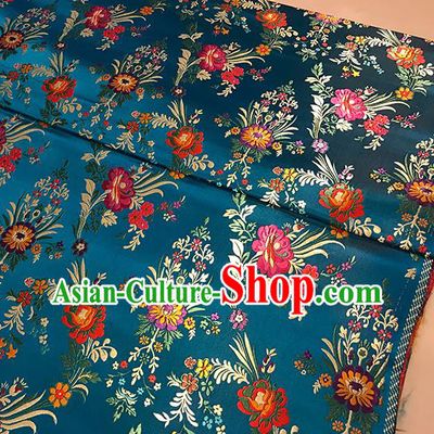 Asian Blue Brocade Chinese Traditional Begonia Pattern Fabric Silk Fabric Chinese Fabric Material