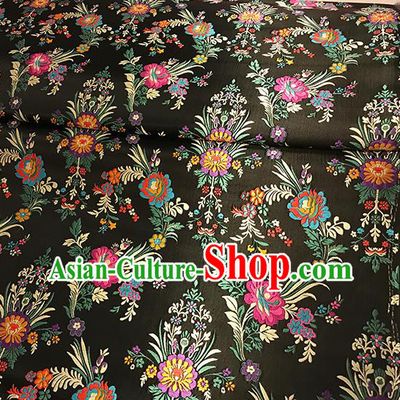 Asian Black Brocade Chinese Traditional Begonia Pattern Fabric Silk Fabric Chinese Fabric Material