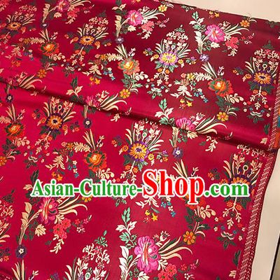 Asian Wine Red Brocade Chinese Traditional Begonia Pattern Fabric Silk Fabric Chinese Fabric Material