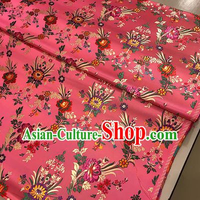 Asian Pink Brocade Chinese Traditional Begonia Pattern Fabric Silk Fabric Chinese Fabric Material