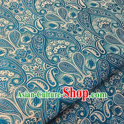 Asian Chinese Blue Brocade Traditional Pattern Fabric Silk Fabric Chinese Fabric Material
