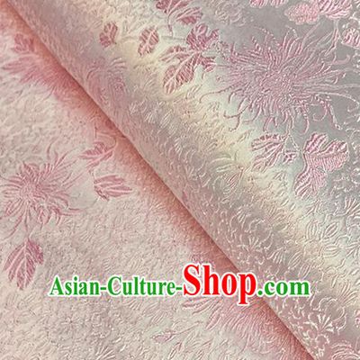 Asian Chinese Pink Brocade Traditional Chrysanthemum Pattern Fabric Silk Fabric Chinese Fabric Material