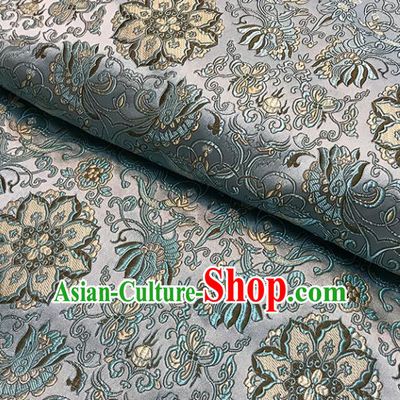 Asian Chinese Traditional Pattern Blue Brocade Fabric Silk Fabric Chinese Fabric Material