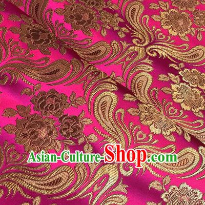 Asian Chinese Pink Brocade Traditional Peony Pattern Fabric Silk Fabric Chinese Fabric Material