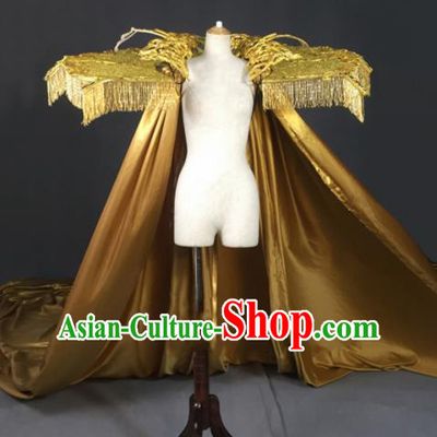 Top Grade Modern Fancywork Costumes Catwalks Golden Cloak for Women