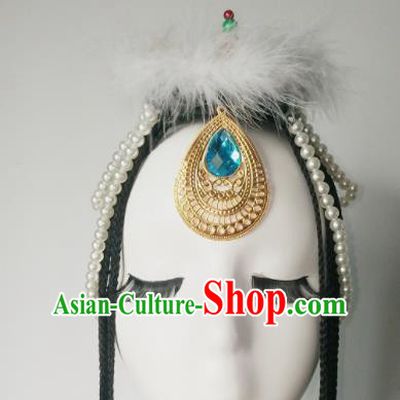 Chinese Traditional Classical Dance Hair Accessories Zang Nationality Dance Headwear for Women
