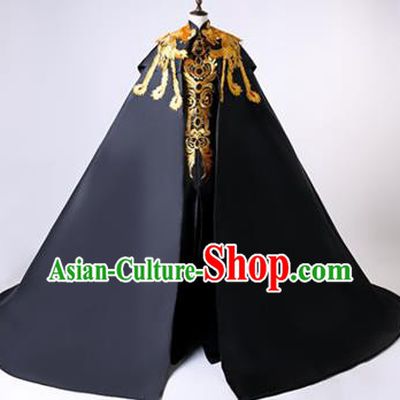 Chinese Traditional Phoenix Pattern Cloak Full Dress Compere Chorus Costume for Women