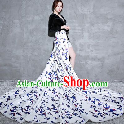 Top Grade Catwalks Trailing Full Dress Compere Chorus Costume for Women
