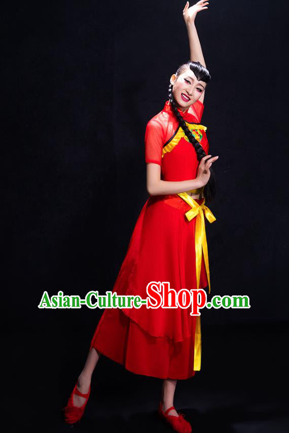 Traditional Chinese Fan Dance Folk Dance Costume Classical Yangko Dance Classical Dance Dress Traditional Chinese Fan Dance Folk Dance Costume Classical Yangko Dance Classical Dance Dress