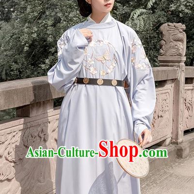 Chinese Traditional Costume Swordswoman Blue Embroidered Robe for Women