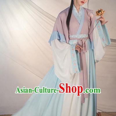 Chinese Traditional Jin Dynasty Princess Costume Ancient Swordswoman Embroidered Clothing for Women