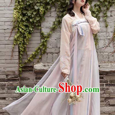 Chinese Traditional Tang Dynasty Costume Ancient Young Lady Embroidered Clothing for Women