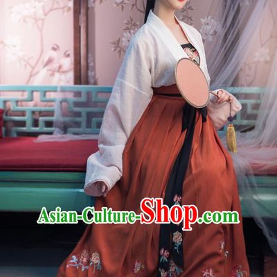 Traditional Chinese Tang Dynasty Princess Costumes Ancient Young Lady Embroidered Hanfu Dress for Women