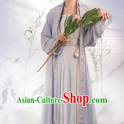 Traditional Chinese Song Dynasty Purple Costumes Ancient Fairy Embroidered Hanfu Dress for Women