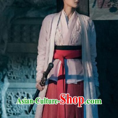 Chinese Traditional Ancient Female Swordsman Knight Embroidered Costumes for Women