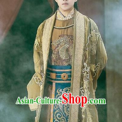 Chinese Traditional Ancient Emperor Hanfu Clothing Swordsman Embroidered Costumes for Men