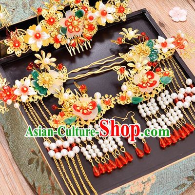 Chinese Traditional Hair Accessories Ancient Hanfu Butterfly Hair Comb Hairpins Complete Set for Women