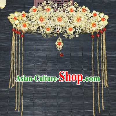 Chinese Traditional Hair Accessories Ancient Hanfu Flowers Phoenix Coronet Hairpins for Women