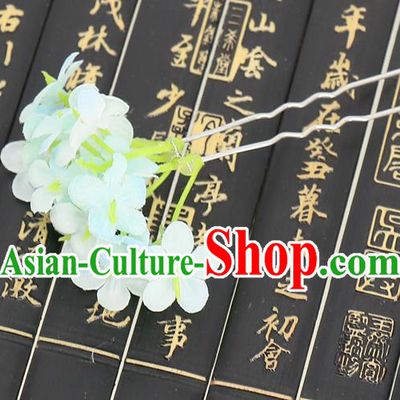 Chinese Traditional Hair Accessories Ancient Tang Dynasty Green Flowers Hairpins for Women