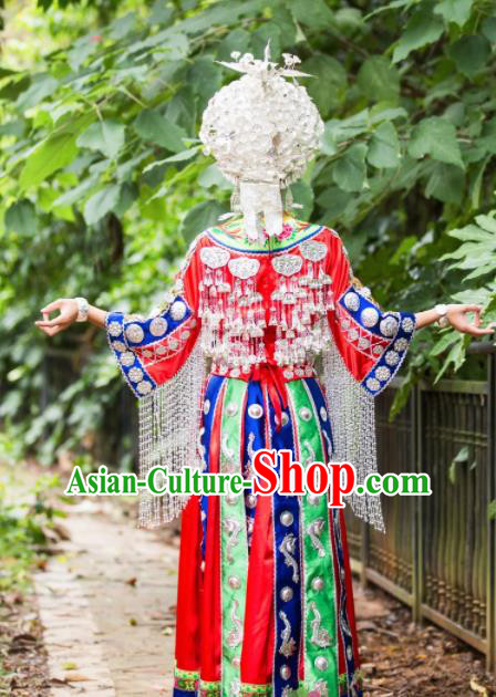 Traditional Chinese Miao Nationality Dance Clothing Hmong Ethnic Minority Costumes and Headwear