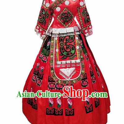 Chinese Traditional Miao Nationality Wedding Costumes for Women