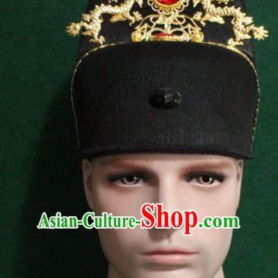 Chinese Traditional Swordsman Hair Accessories Ancient Ming Dynasty Emperor Hat for Men