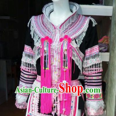 Traditional Chinese Yao Minority Costumes Embroidered Dress for Women