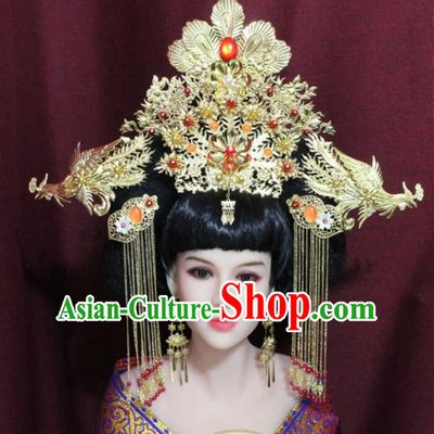 Chinese Ancient Palace Hair Accessories Handmade Han Dynasty Queen Phoenix Coronet Hairpins for Women