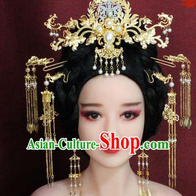 Chinese Ancient Imperial Consort Hair Accessories Tang Dynasty Empress Phoenix Coronet Hairpins for Women