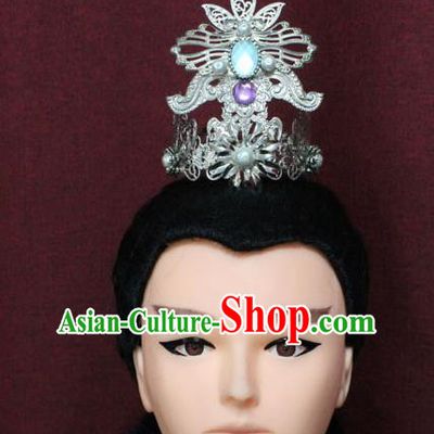 Chinese Traditional Royal Highness Hair Accessories Ancient Han Dynasty Prince Hairdo Crown for Men
