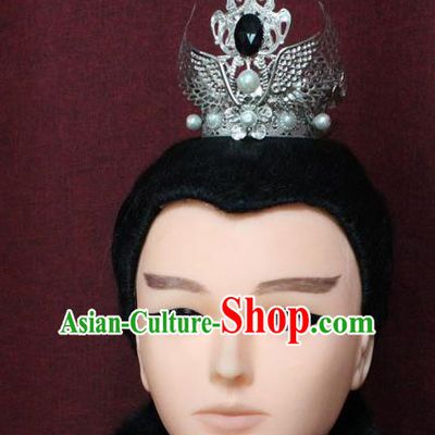 Chinese Traditional Royal Highness Hair Accessories Ancient Han Dynasty Prince Pearls Hairdo Crown for Men
