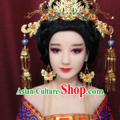Chinese Traditional Handmade Hair Accessories Ancient Phoenix Coronet Hairpins for Women
