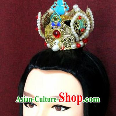 Chinese Traditional Tang Dynasty Swordsman Jewel Hairdo Crown Ancient Prince Hair Accessories for Men