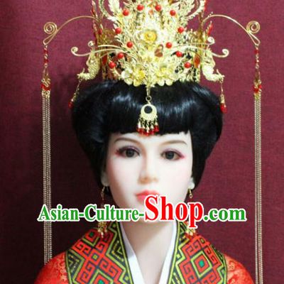 Chinese Handmade Palace Hairpins Ancient Bride Phoenix Coronet Hair Accessories for Women