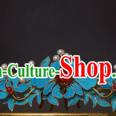 Chinese Handmade Princess Blueing Lotus Hairpins Ancient Hair Accessories for Women