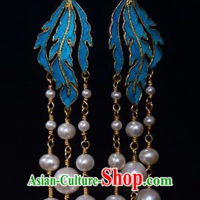 Asian Chinese Traditional Jewelry Accessories Palace Pearls Tassel Phoenix Earrings for Women