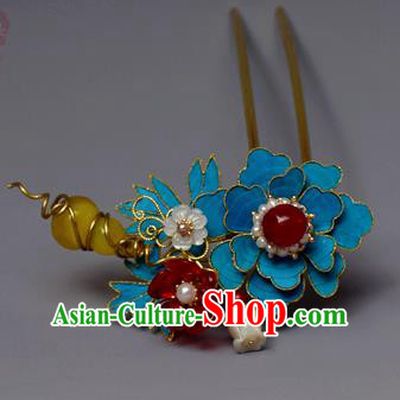 Chinese Ancient Qing Dynasty Flowers Hair Clip Hair Accessories Handmade Hairpins for Women