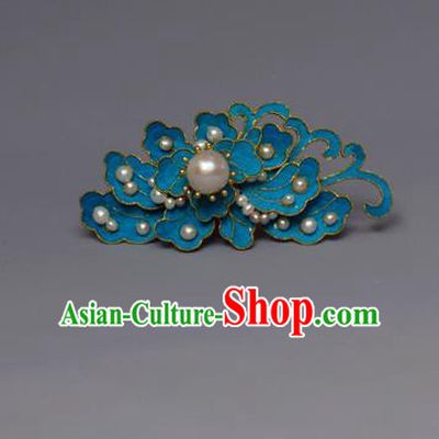 Chinese Ancient Qing Dynasty Flowers Pearls Hair Comb Hair Accessories Handmade Hairpins for Women
