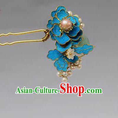 Chinese Ancient Qing Dynasty Palace Hair Accessories Handmade Tian-Tsui Pearls Hairpins for Women