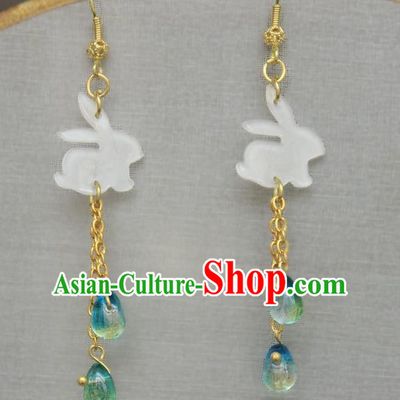 Asian Chinese Traditional Jewelry Accessories Shell Rabbit Earrings for Women