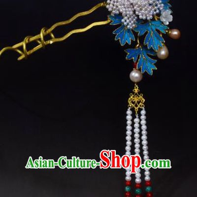 Chinese Handmade Princess Hanfu Hairpins Beads Hair Clip Ancient Hair Accessories for Women