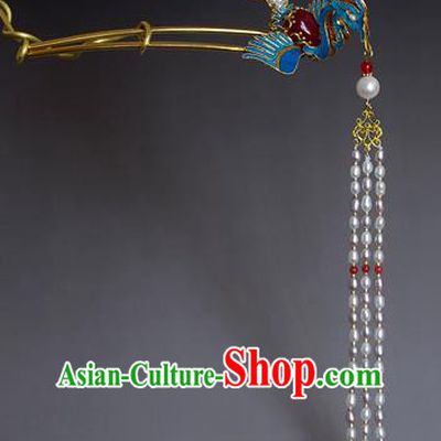 Chinese Handmade Hair Accessories Hanfu Agate Phoenix Hairpins Ancient Flowers Hair Clip for Women
