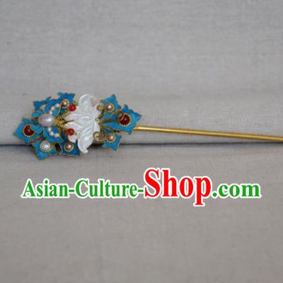 Chinese Handmade Hair Accessories Hanfu Tassel Hairpins Ancient Shell Lotus Hair Clip for Women
