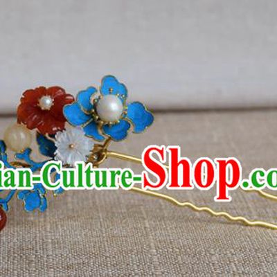 Chinese Qing Dynasty Flowers Hairpins Hair Accessories Ancient Handmade Hanfu Hair Clip for Women