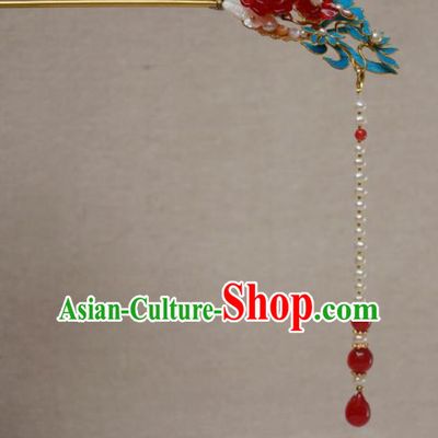 Chinese Qing Dynasty Palace Tassel Hairpins Hair Accessories Ancient Handmade Hanfu Hair Clip for Women